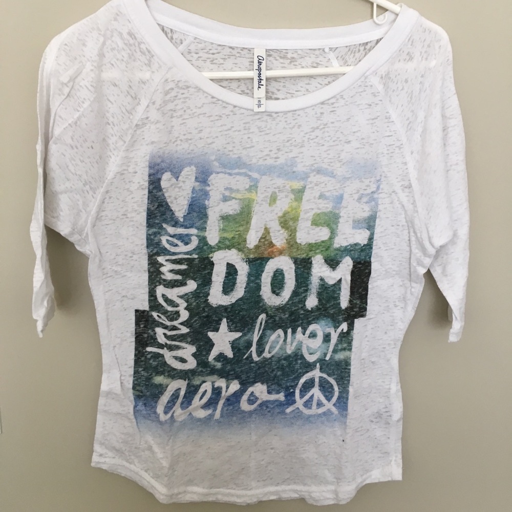 Aeropostale Half Sleeve Slightly Sheer Top